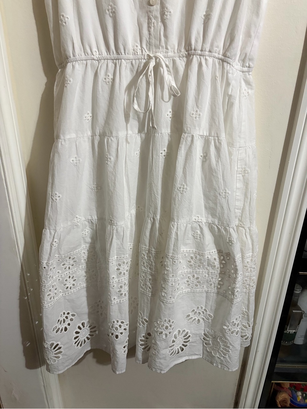 paper doll White Eyelet Tiered Mini Dress